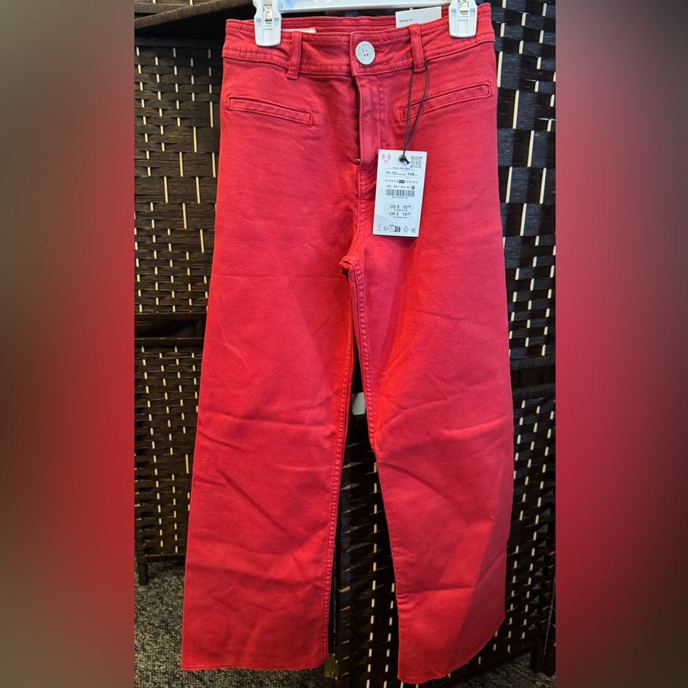 Zara Marine Fit Red Jeans Pants Size 11-12